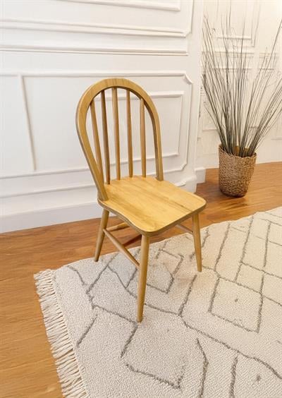 Madrid Naturel Renk Ahşap Yuvarlak Masa Takımı 90x90 Cm - 4 Naturel Sandalyeli İskandinav Şık Tasarım