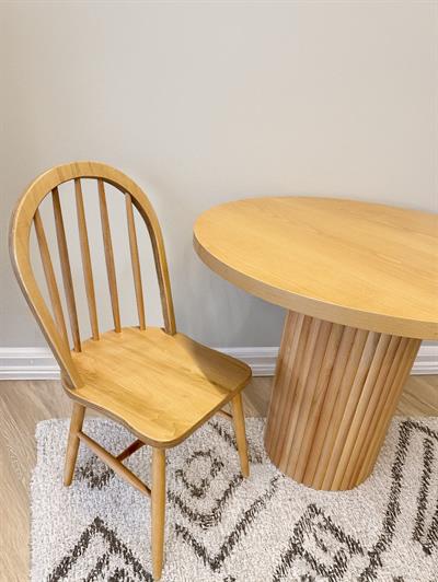 Madrid Naturel Renk Ahşap Yuvarlak Masa Takımı 90x90 Cm - 4 Naturel Sandalyeli İskandinav Şık Tasarım