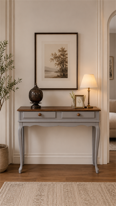 Magnit Doğal Ahşap Gri Renk Ceviz Dresuar 100x38 Cm - Modern & Şık Tasarım