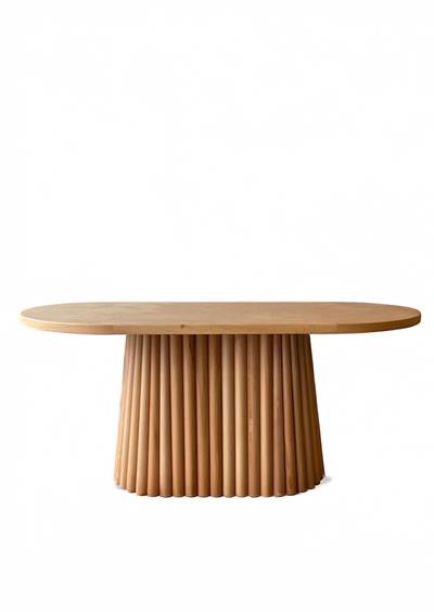 Maison Doğal Ahşap Oval Masa Takımı 170x90 cm - 4 Doğal Ahşap Naturel Hazeranlı Sandalye Modern Şık Tasarım