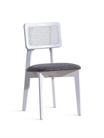 Melodi Doğal Ahşap Kayın Beyaz Renk Hazeranlı Sandalye Detaylı İşçilik Modern Şık Tasarım