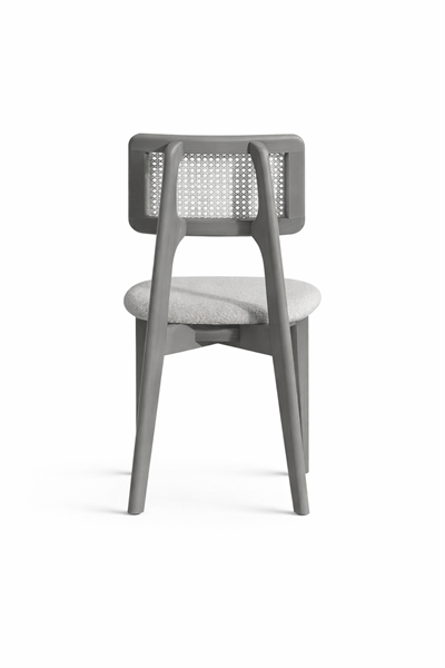 Melodi Doğal Ahşap Hazeranlı Gri Hazeran Sandalye - Detaylı El İşçiliği