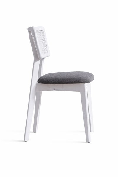 Melodi Doğal Ahşap Kayın Beyaz Renk Hazeranlı Sandalye Detaylı İşçilik Modern Şık Tasarım