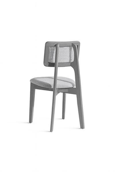 Melodi Ahşap Gri Renk Yuvarlak Masa Takımı 100x100 Cm - 4 Adet Gri Hazeranlı Sandalye Bohem & İskandinav Şık Tasarım