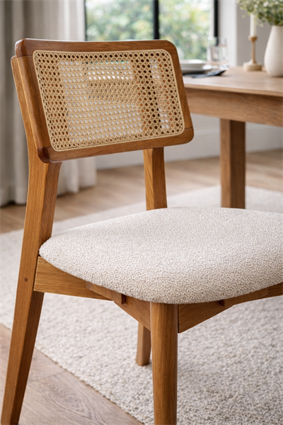 Melodi Natural Ahşap Hazeranlı Kayın Sandalye Detaylı İşçilik Modern Şık Tasarım