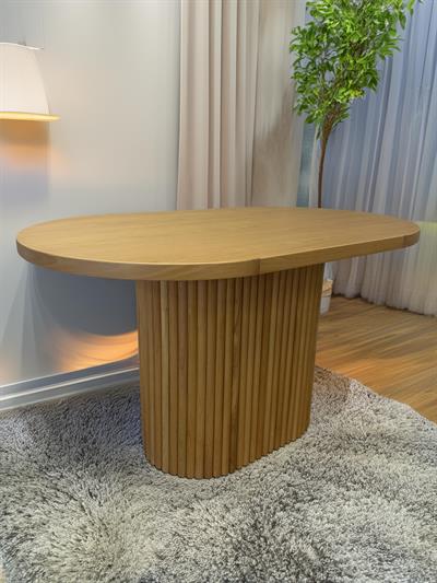 Pablo Naturel Renk Oval Ahşap Masa Takımı 80x130 - 4 Adet Ahşap Sandalye Bohem & İskandinav Şık Tasarım