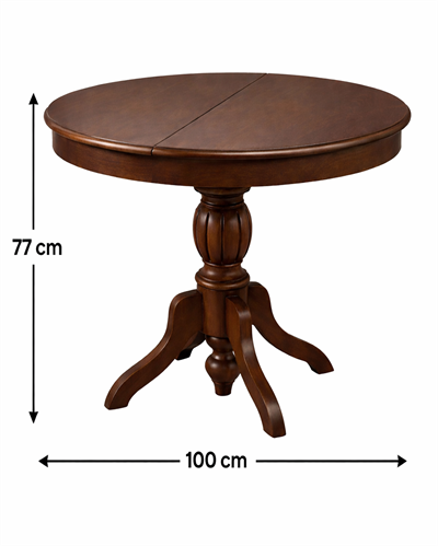 Milano Yuvarlak Masif Ahşap Yemek Masası – Klasik Orta Ayaklı