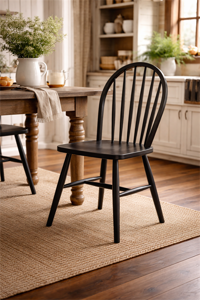 Miranda Doğal Ahşap Kayın Siyah Renk Sandalye Detaylı İşçilik Modern Şık Tasarım