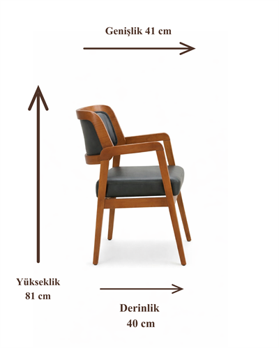 Mirto Doğal Ahşap Döşemeli Ceviz Kolçaklı Sandalye El İşçiliği Modern İskandinav Tasarım