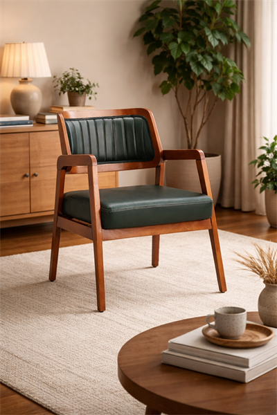 Mirto Doğal Ahşap Döşemeli Ceviz Kolçaklı Sandalye El İşçiliği Modern İskandinav Tasarım