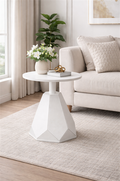 Modern Geometrik Ayaklı Yan Sehpa 50x57 cm – Yuvarlak Orta Sehpa Modeli