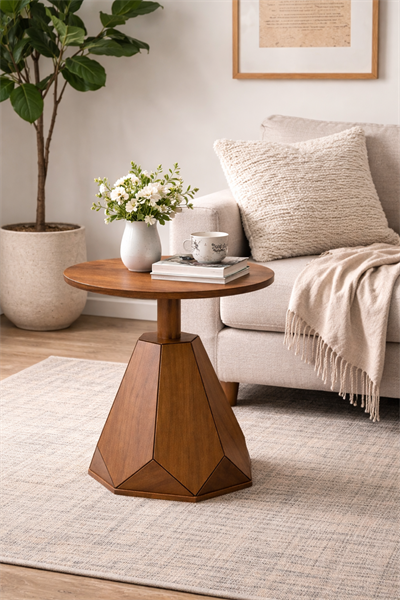 Modern Geometrik Ayaklı Yan Sehpa 50x57 cm – Yuvarlak Orta Sehpa Modeli