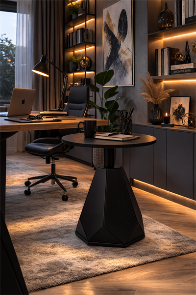 Modern Geometrik Ayaklı Yan Sehpa 50x57 cm – Yuvarlak Orta Sehpa Modeli