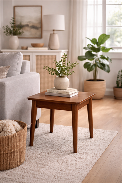 Modern Kare Yan Sehpa 52x52 cm – Minimalist Salon ve Oturma Odası Sehpası