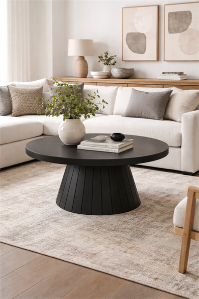 Modern Yuvarlak Orta Sehpa 80x48 cm Konik Ayak Tasarım | Alberohome