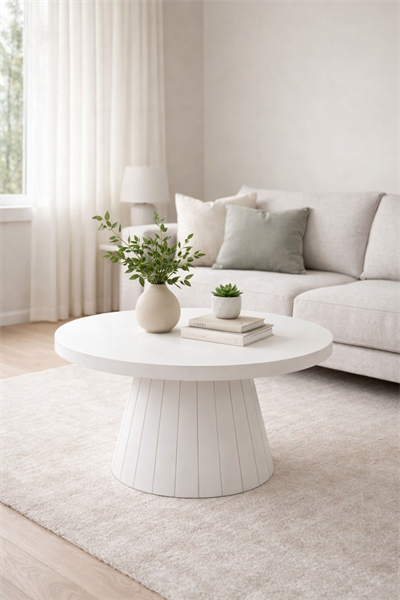 Modern Yuvarlak Orta Sehpa 80x48 cm Konik Ayak Tasarım | Alberohome