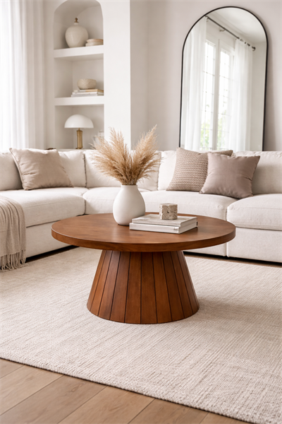Modern Yuvarlak Orta Sehpa 80x48 cm Konik Ayak Tasarım | Alberohome