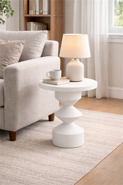 Modern Yuvarlak Yan Sehpa 44x55 cm – Dekoratif Salon Sehpası