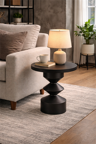 Modern Yuvarlak Yan Sehpa 44x55 cm – Dekoratif Salon Sehpası