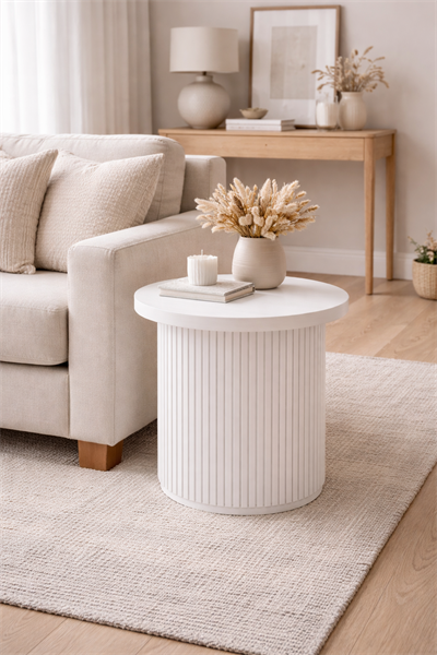 Modern Yuvarlak Yan Sehpa 49x53 cm – Dekoratif Silindir Tasarım Sehpa