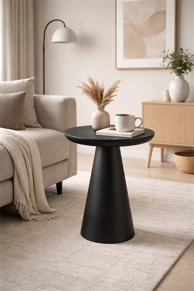 Modern Yuvarlak Yan Sehpa 50x55 cm – Minimal Salon Sehpası