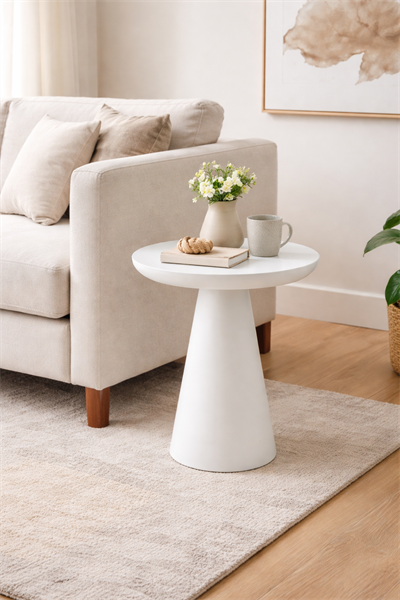 Modern Yuvarlak Yan Sehpa 50x55 cm – Minimal Salon Sehpası
