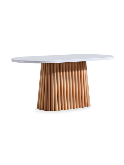 Montreal Beyaz Tabla Naturel Ayak Oval Ahşap Masa Takımı 170x90 Cm - 6 Sandalyeli Doğal Hazeranlı İskandinav Şık Tasarım