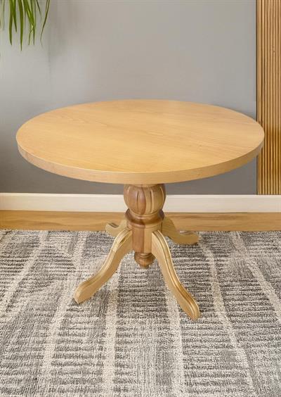 Mostar Naturel Renk Ahşap Yuvarlak Masa Takımı 90x90 Cm - 4 Naturel Sandalyeli İskandinav Şık Tasarım