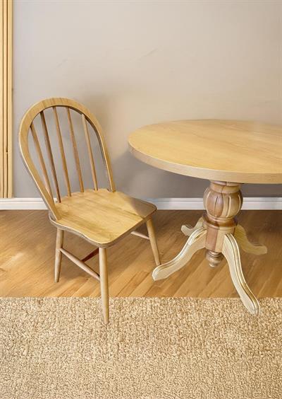 Mostar Naturel Renk Ahşap Yuvarlak Masa Takımı 90x90 Cm - 4 Naturel Sandalyeli İskandinav Şık Tasarım