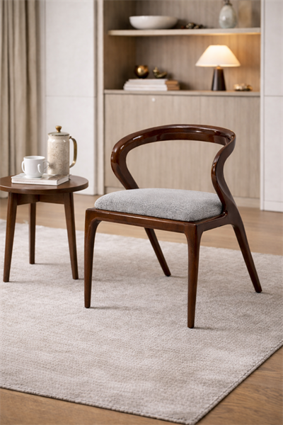 Narciso Doğal Ahşap Döşemeli Ceviz  Sandalye El İşçiliği  Modern İskandinav Tasarım