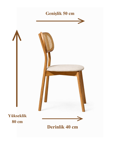 Naturel Hasır Sırtlı Ahşap Sandalye | Kayın Ayaklı – Döşemeli