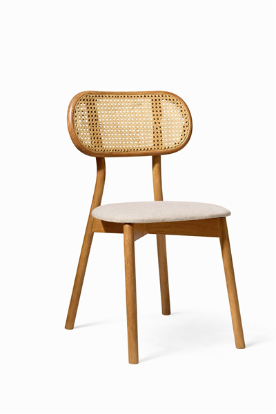 Naturel Hasır Sırtlı Ahşap Sandalye | Kayın Ayaklı – Döşemeli