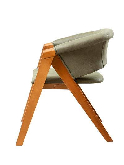 Nebat Doğal Kayın Ahşap Naturen Renk Haki Döşemeli Sandalye Detaylı İşçilik Modern Şık Tasarım