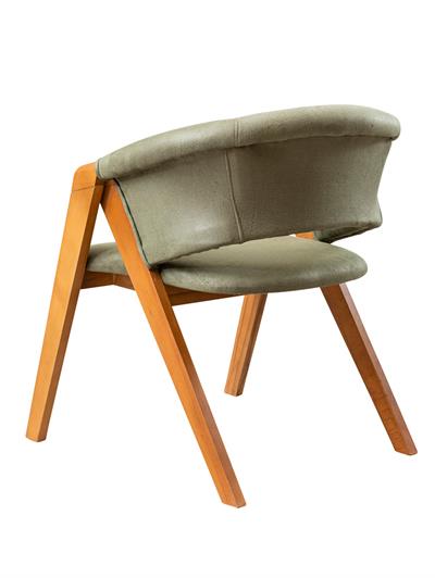 Nebat Doğal Kayın Ahşap Naturen Renk Haki Döşemeli Sandalye Detaylı İşçilik Modern Şık Tasarım