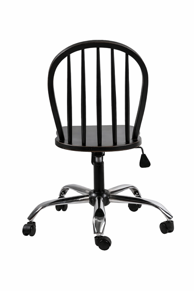 Neige Doğal Ahşap Siyah Renk Eskitme Döner Çalışma Sandalyesi 45x47x100 Cm - Modern & Şık Tasarım