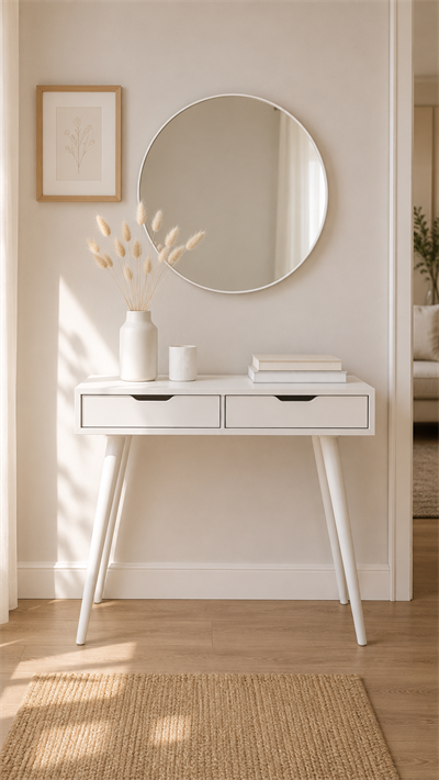 Nero Doğal Ahşap Kayın Beyaz Renk Dresuar 100x42 Cm - Modern & Şık Tasarım