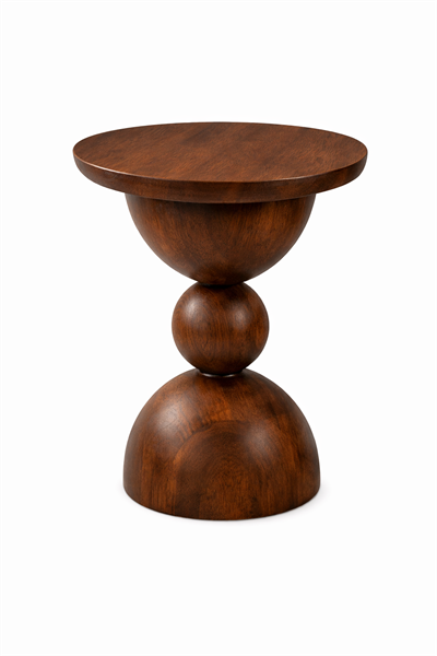 Orbita Küre Ayaklı Ahşap Yan Sehpa – Modern Yuvarlak Tasarım – 44 × 55 cm