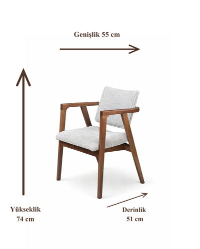 Orchi Doğal Ahşap Döşemeli Ceviz Kolçaklı Sandalye El İşçiliği Bohem İskandinav Tasarım
