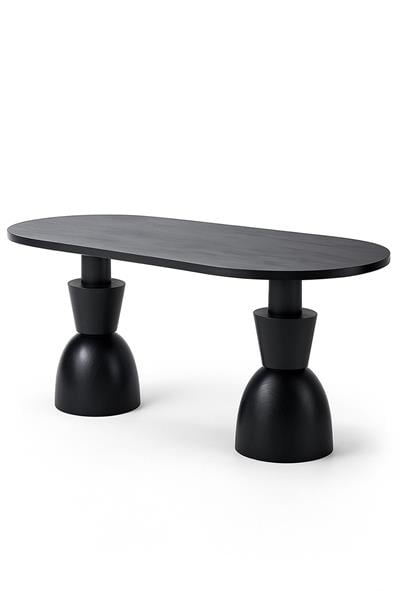 Oval Ahşap Yemek Masası 160x90 cm – Masif Tornalı Ayaklı Modern Tasarım