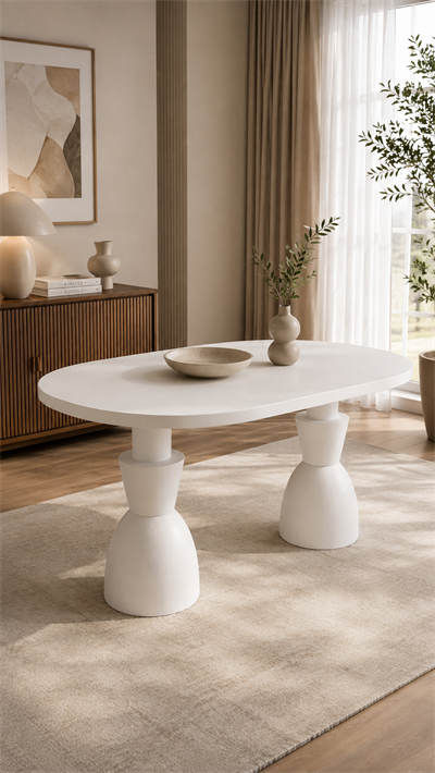 Oval Ahşap Yemek Masası 160x90 cm – Masif Tornalı Ayaklı Modern Tasarım