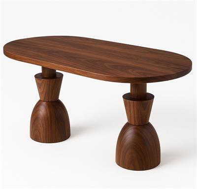 Oval Ahşap Yemek Masası 160x90 cm – Masif Tornalı Ayaklı Modern Tasarım