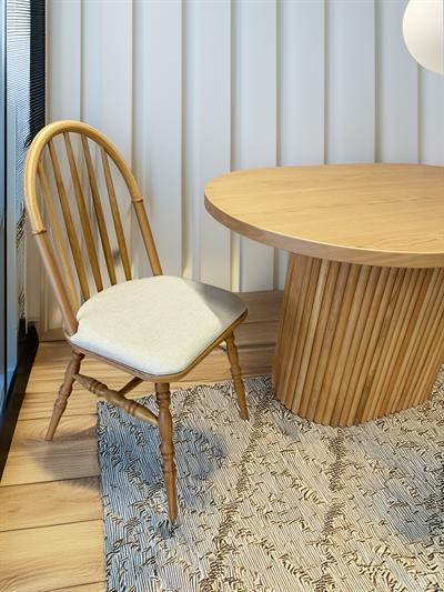 Pablo Naturel Renk Oval Ahşap Masa Takımı 80x130 - 4 Adet Ahşap Sandalye Bohem & İskandinav Şık Tasarım