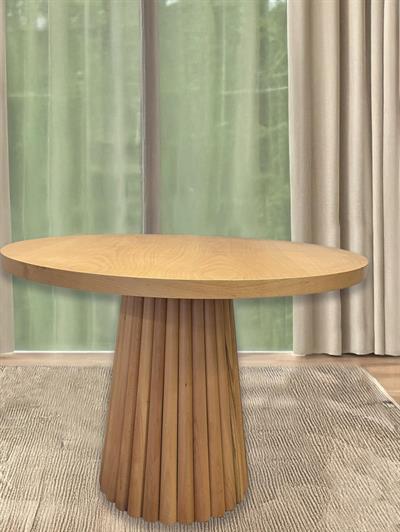 Violet Naturel Renk Yuvarlak Ahşap Masa Takımı 110x110 Cm - 4 Naturel Renk Hazeranlı Sandalye Bohem & İskandinav Şık Tasarım