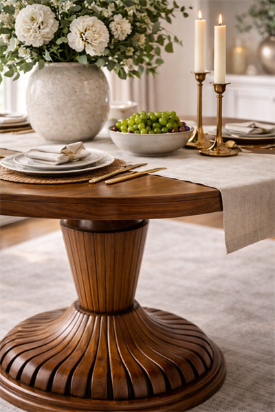 Pençe Ayaklı Masif Ahşap Yemek Masası | 120×120 Salon & Mutfak Masası – 2026 Model