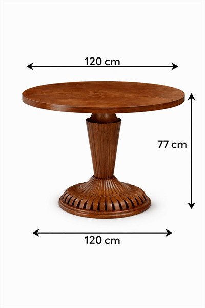 Pençe Ayaklı Masif Ahşap Yemek Masası | 120×120 Salon & Mutfak Masası – 2026 Model