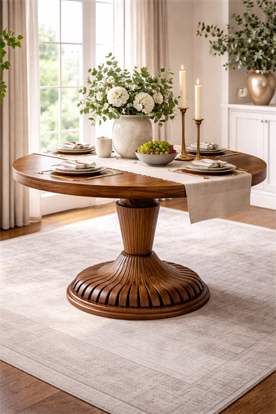 Pençe Ayaklı Masif Ahşap Yemek Masası | 120×120 Salon & Mutfak Masası – 2026 Model