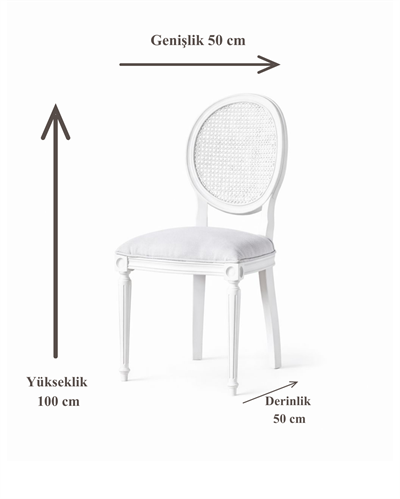 Pissenlit Doğal Ahşap Kayın Beyaz Renk Hazeranlı Sandalye Detaylı İşçilik Modern Şık Tasarım