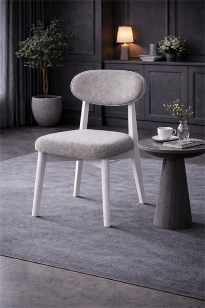 Quantum Doğal Ahşap Kayın Beyaz Renk Sandalye Detaylı İşçilik Modern Şık Tasarım