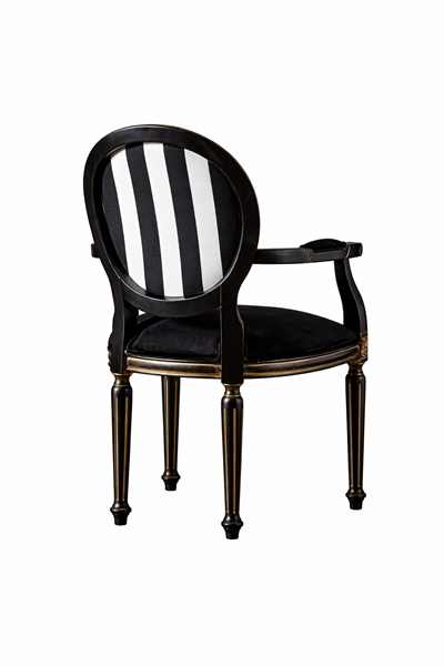 Racine Doğal Ahşap Kayın Siyah Renk Kolçaklı Sandalye Detaylı İşçilik Modern Şık Tasarım