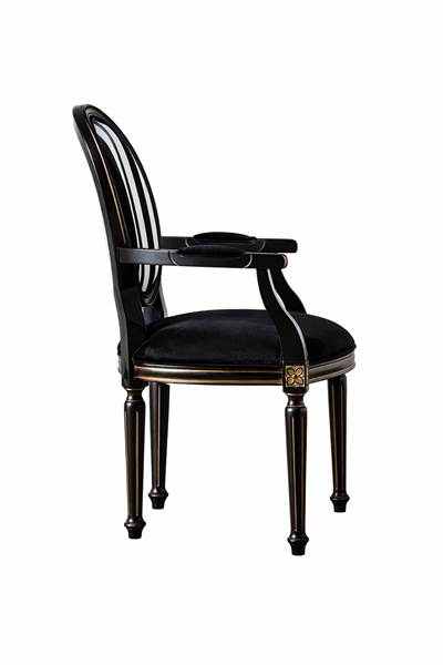 Racine Doğal Ahşap Kayın Siyah Renk Kolçaklı Sandalye Detaylı İşçilik Modern Şık Tasarım